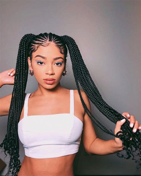 pigtails box braids|2 pigtail braid hairstyles.